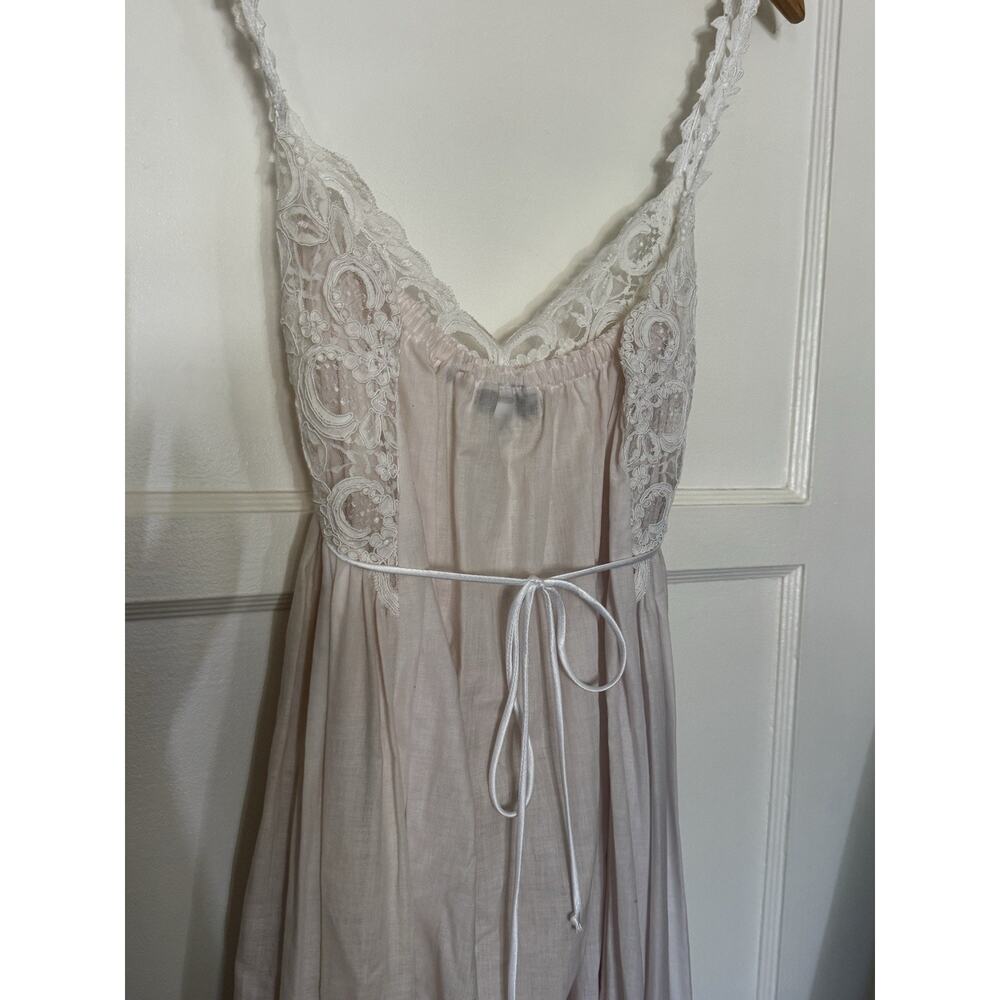 VTG Priamo Women’s Pink Lightweight Long Gown COTTON Size Small Lace 90s Neiman - Picture 4 of 5